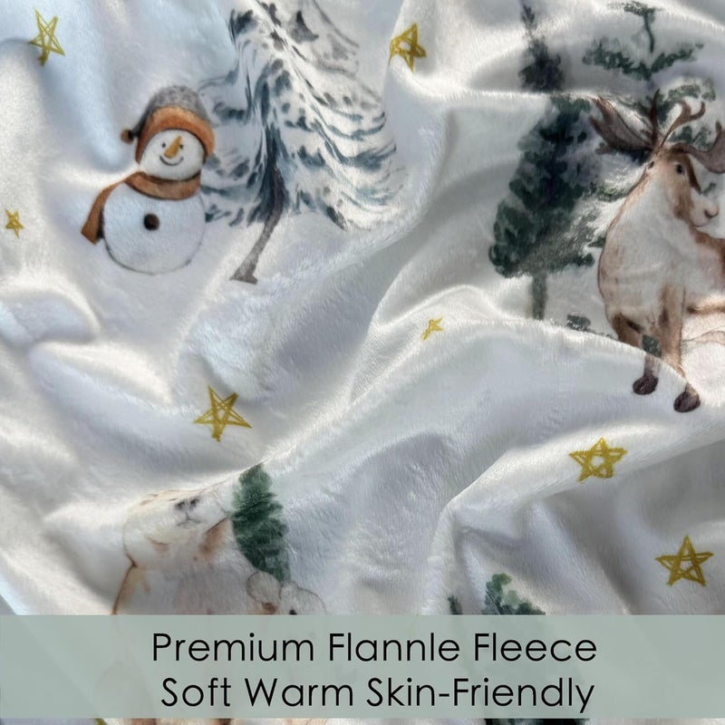 AMROSE 2 Pack Microfleece Crib Sheets, 28'' X 52'' Flannel Fleece Crib Fitted Sheets for Crib and Toddler Mattress Pad, Soft Comfy Warm Crib Sheets for Boys Girls, Winter Woodland - Image 4